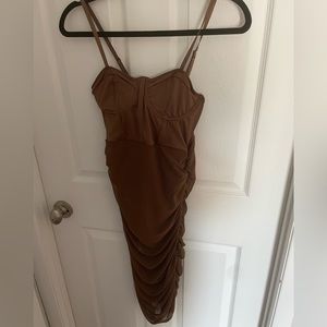 Brown sheer dress, bodysuit and sheer bodice